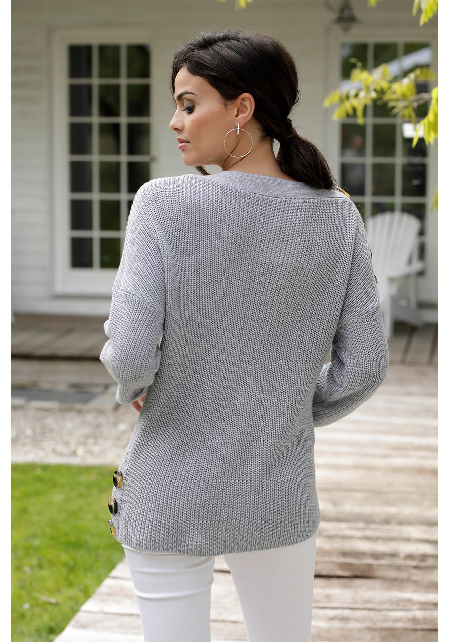 button detail sweater