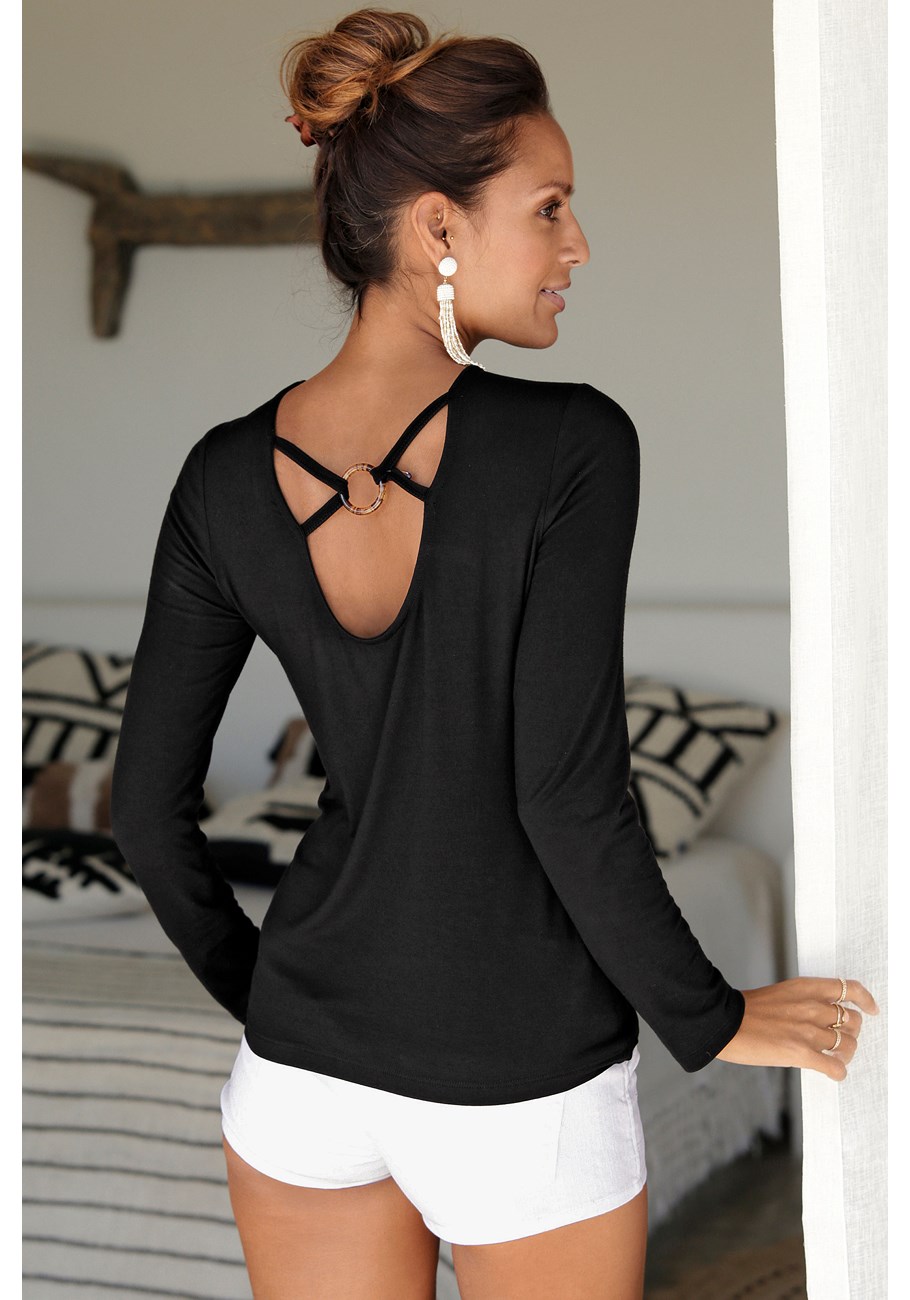 strappy back long sleeve top