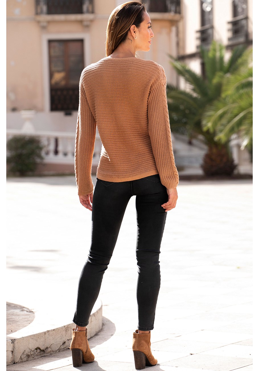 lace up knit sweater