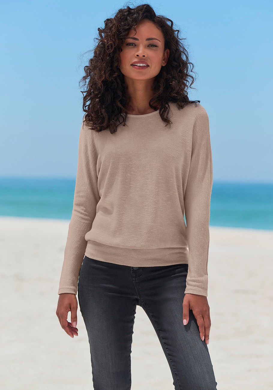 slub knit long sleeve top
