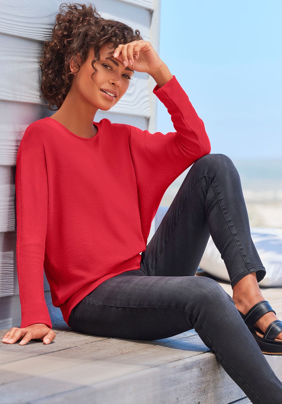 slub knit long sleeve top