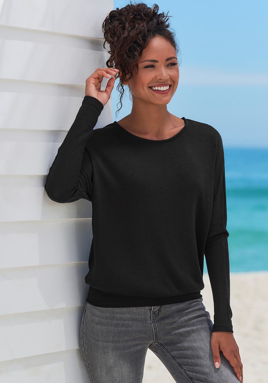 slub knit long sleeve top