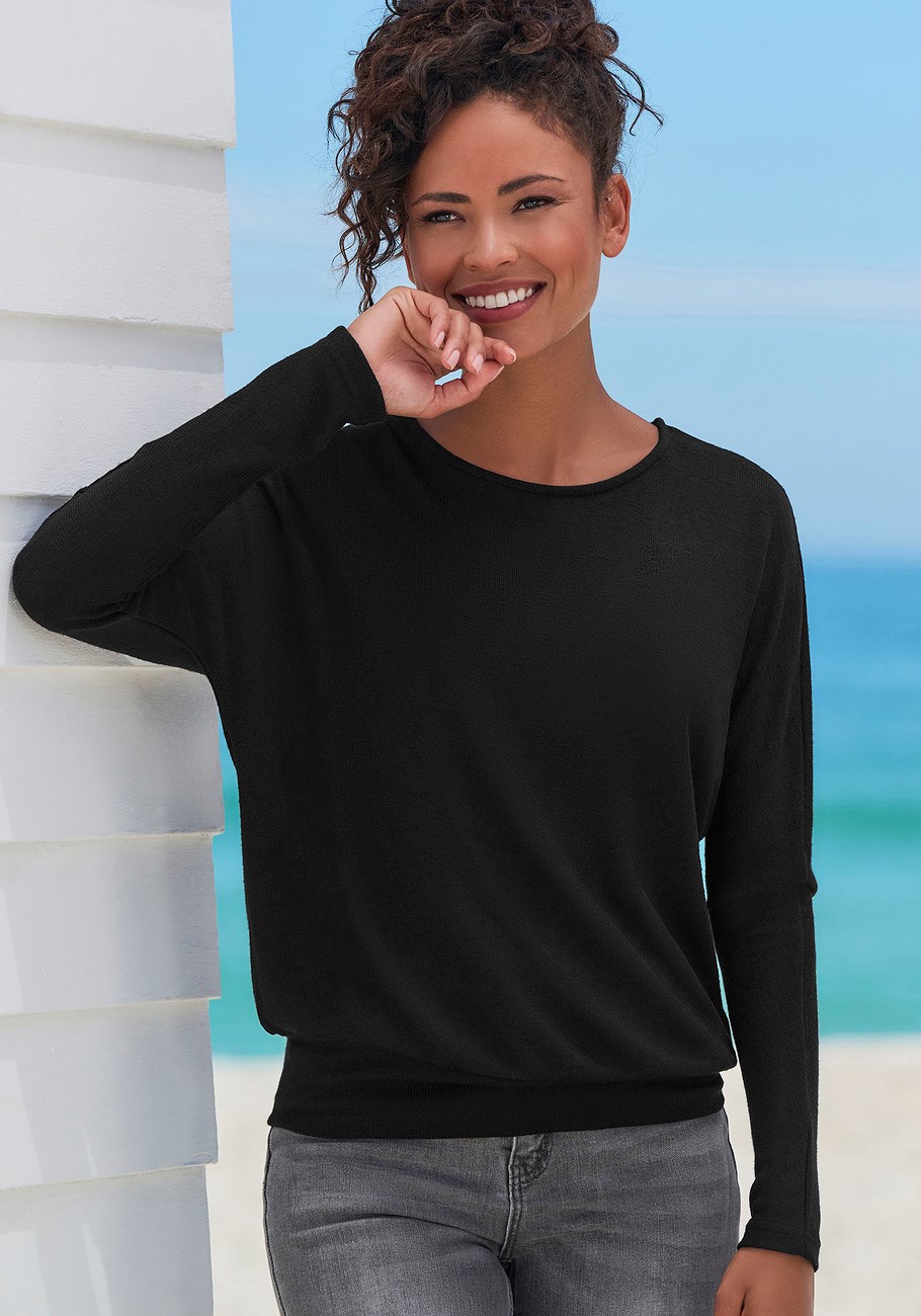 slub knit long sleeve top