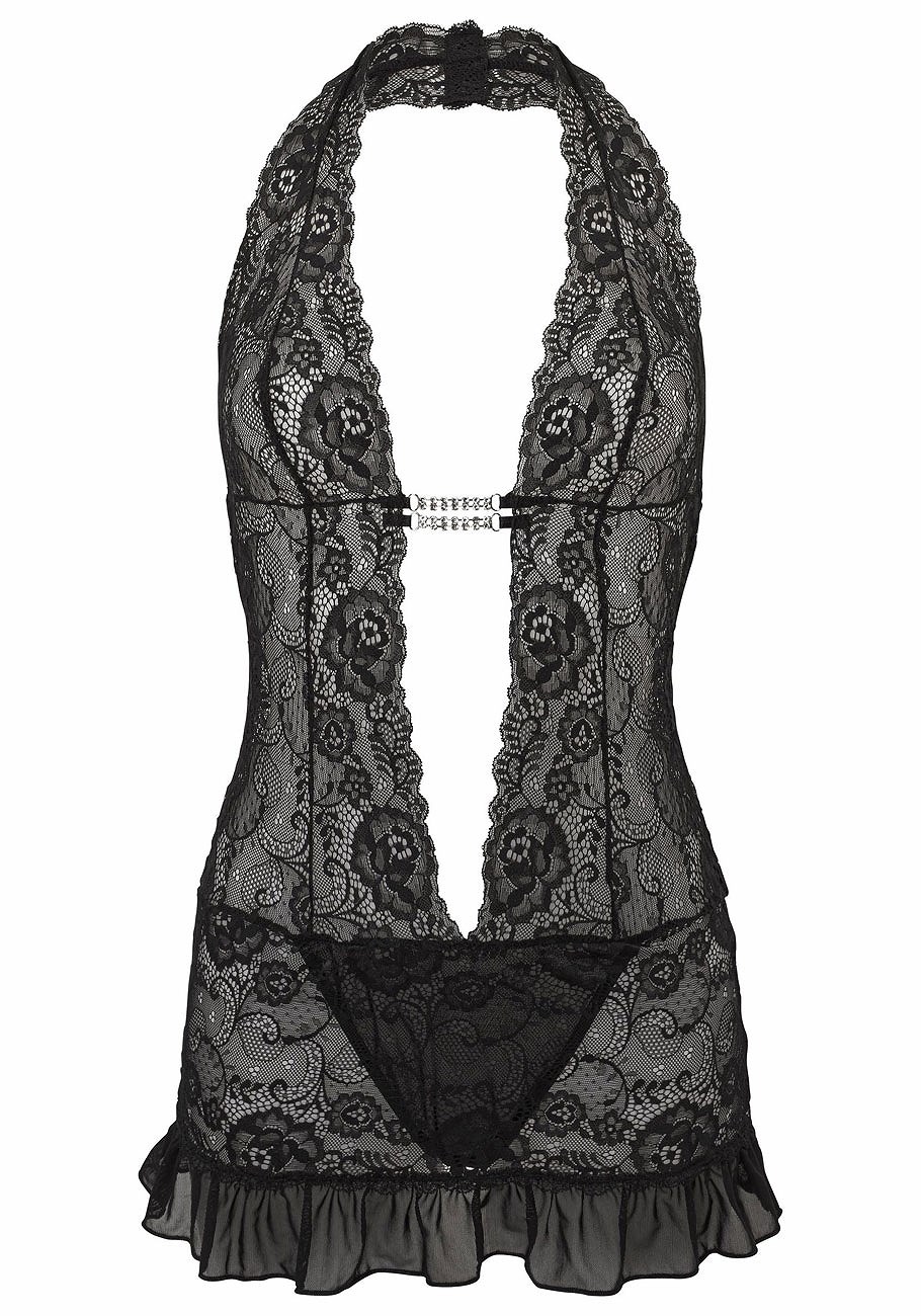plunge halter lace teddy