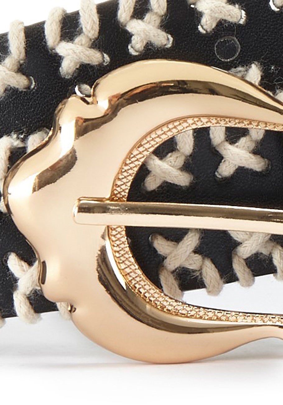 contrast embroidered belt