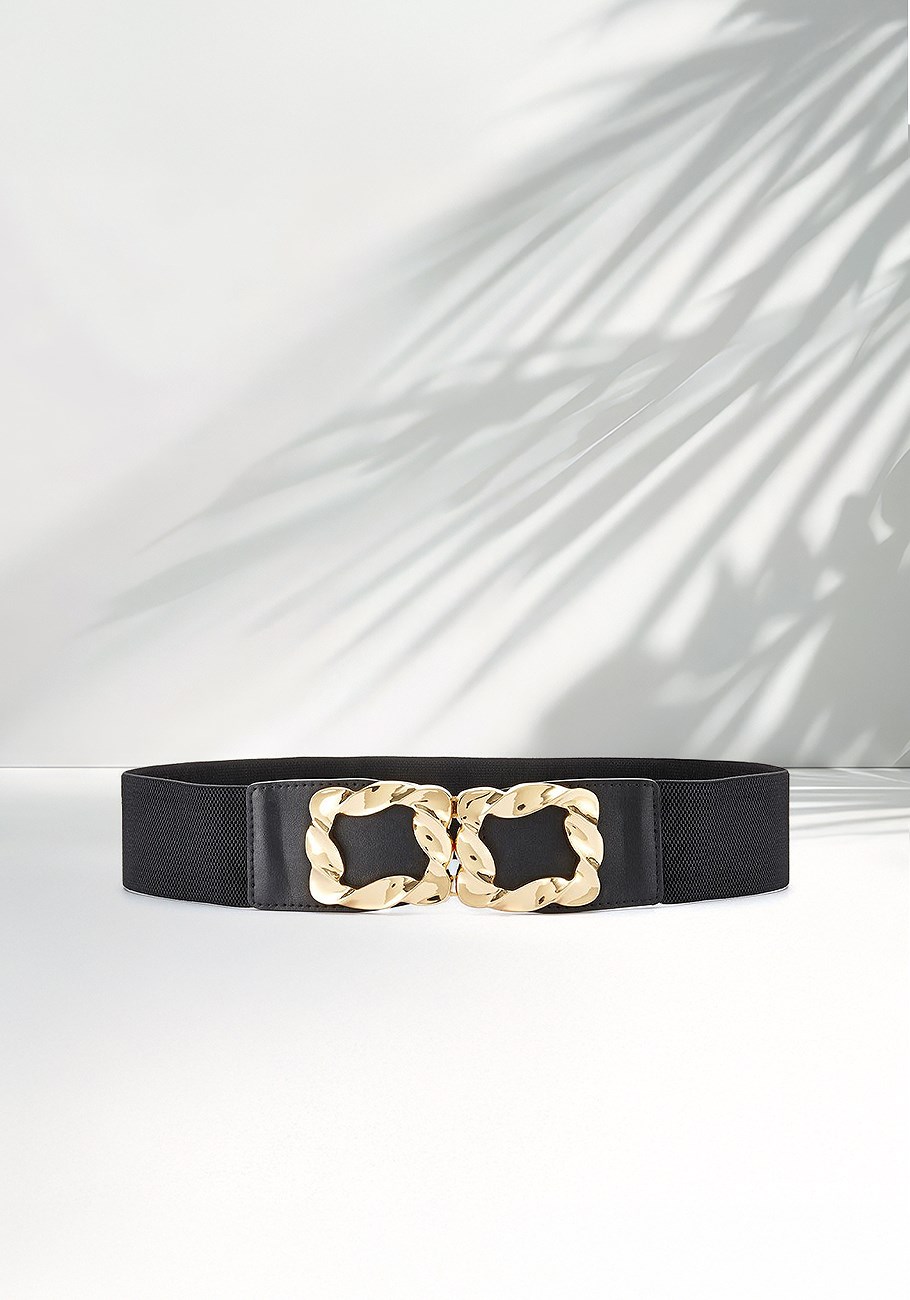 stretchy buckle accent belt