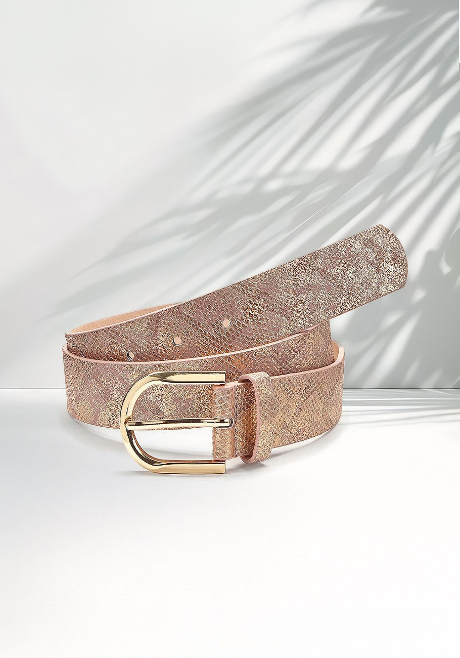 metallic faux leather belt