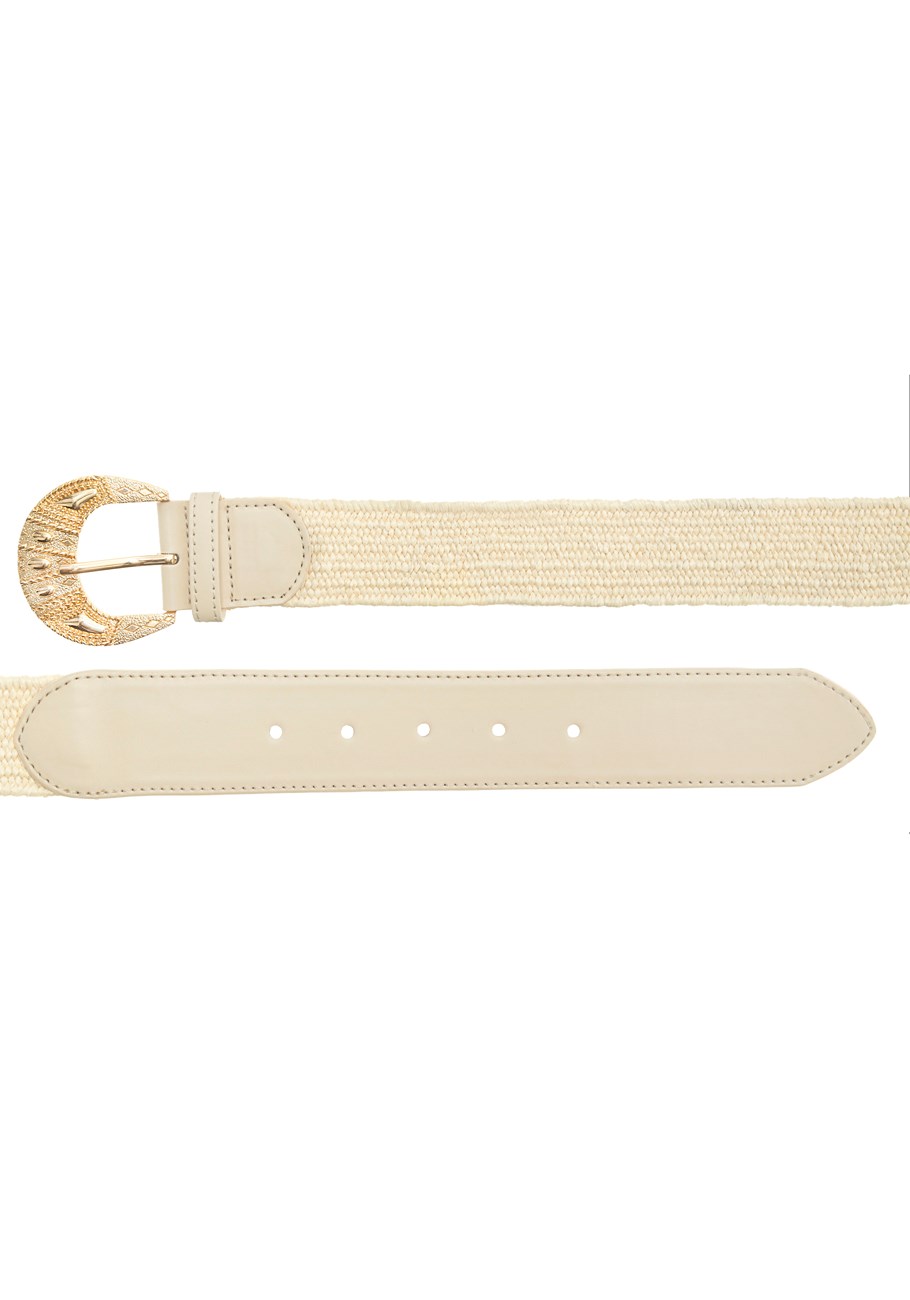 leather trim woven belt