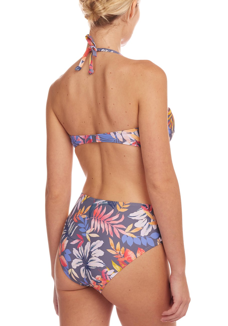 tropical print bandeau bikini top