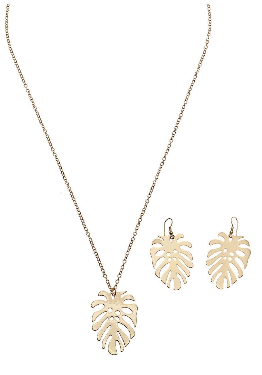 palm leaf necklace & earrings set
