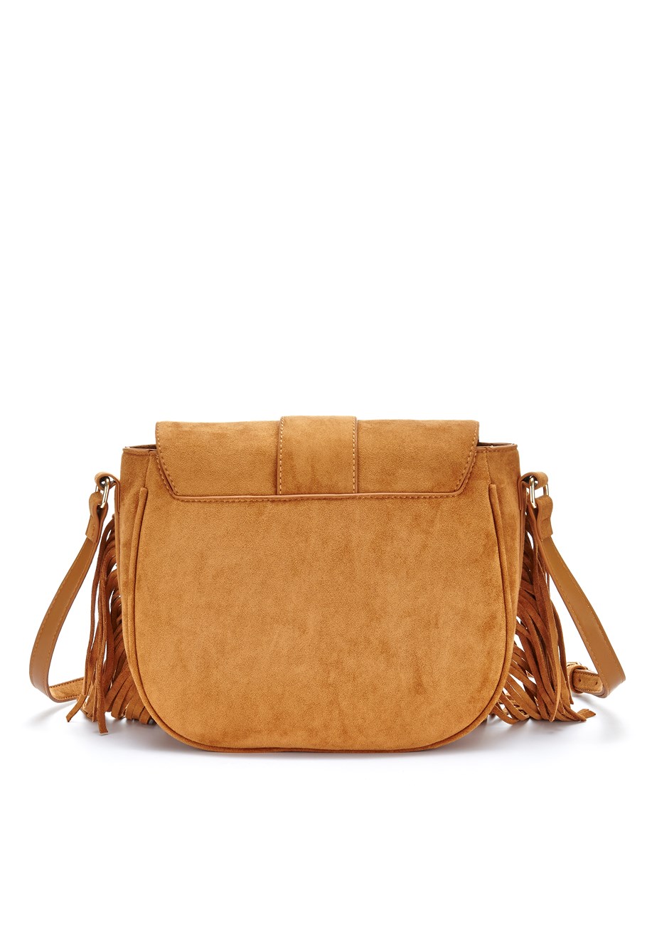 faux suede fringe detail purse