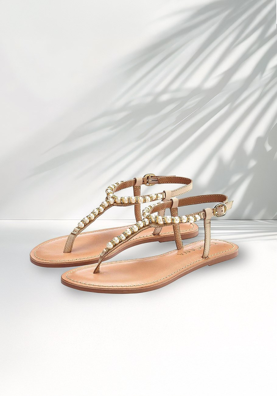 pearl bead accent sandals