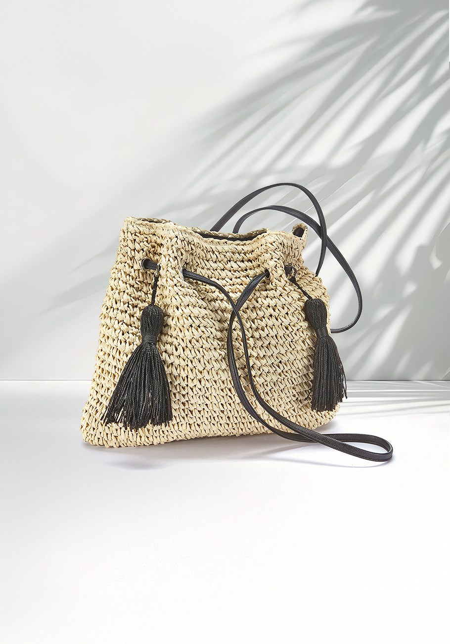 tassel raffia handbag