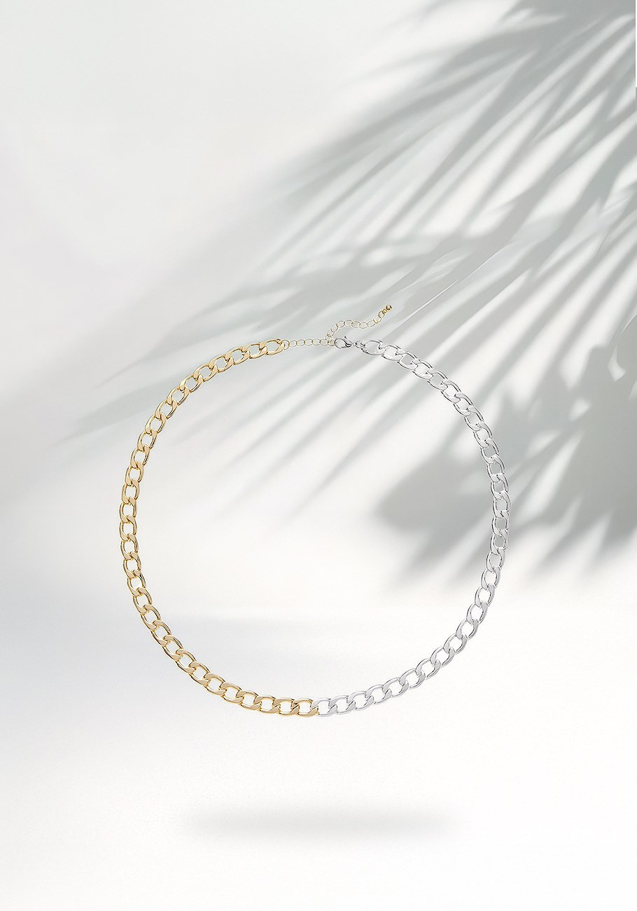 two tone curb chain necklace