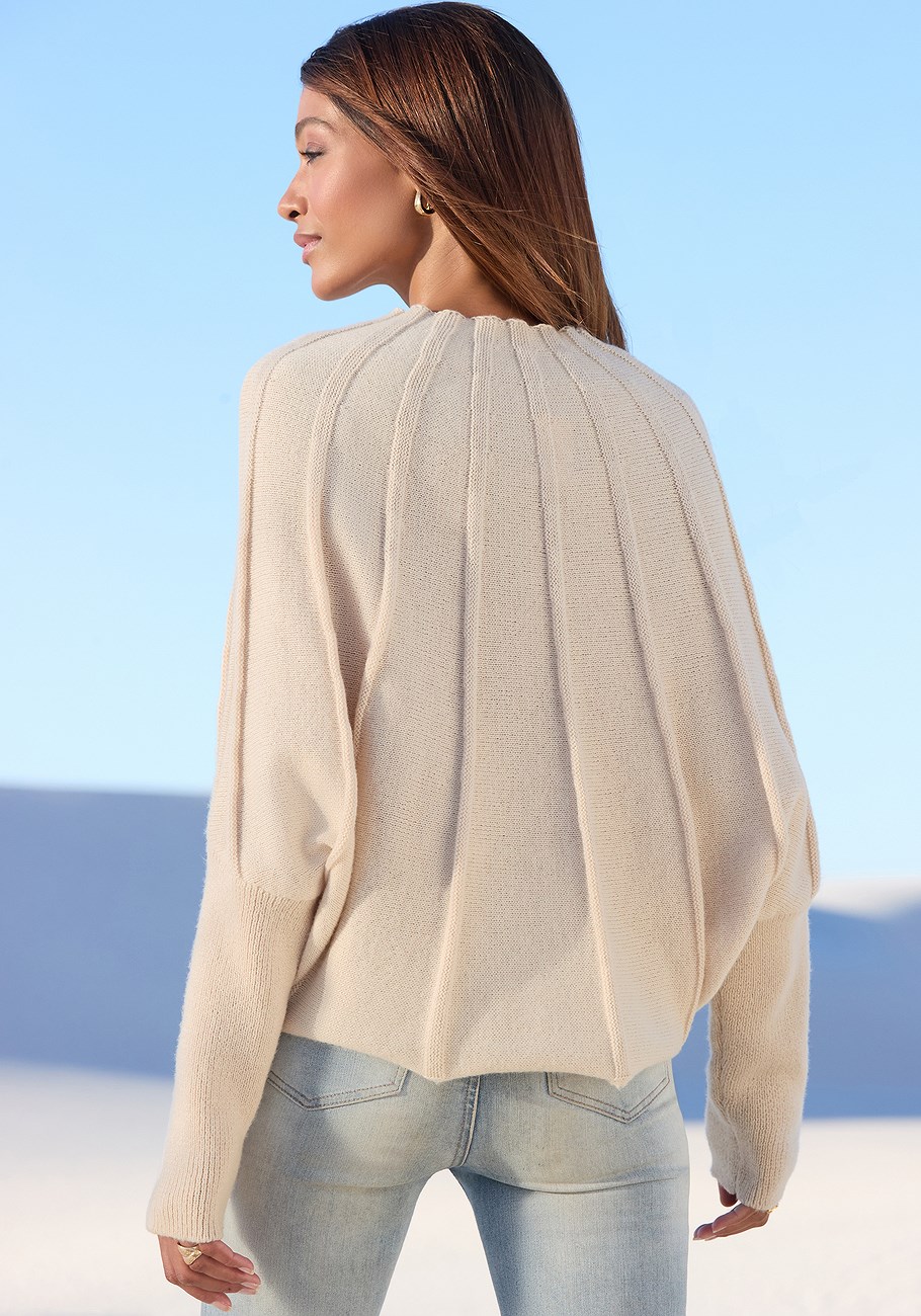 mock neck ribbed sweater