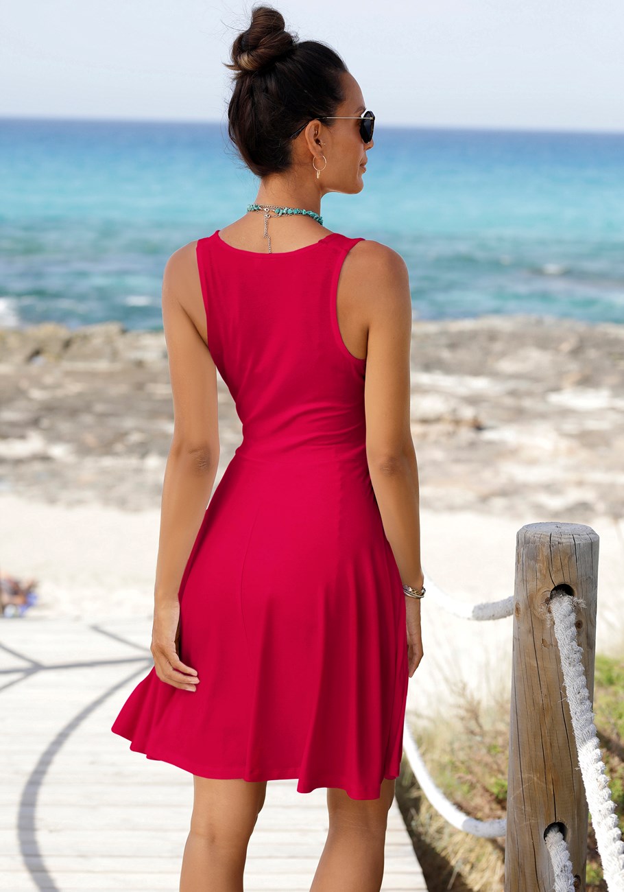 sleeveless wrap look dress