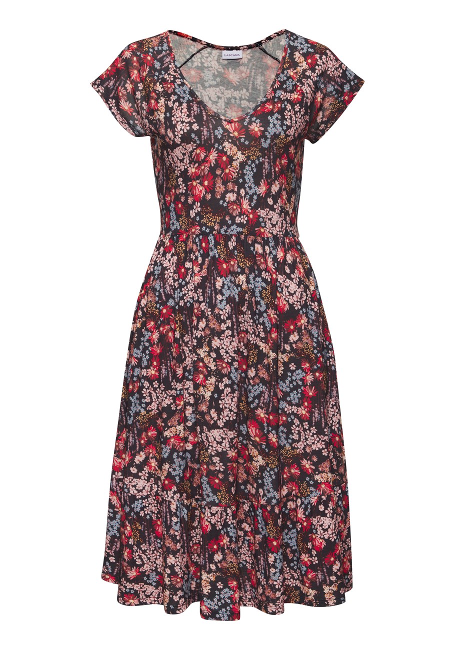 v-neck flounce dress