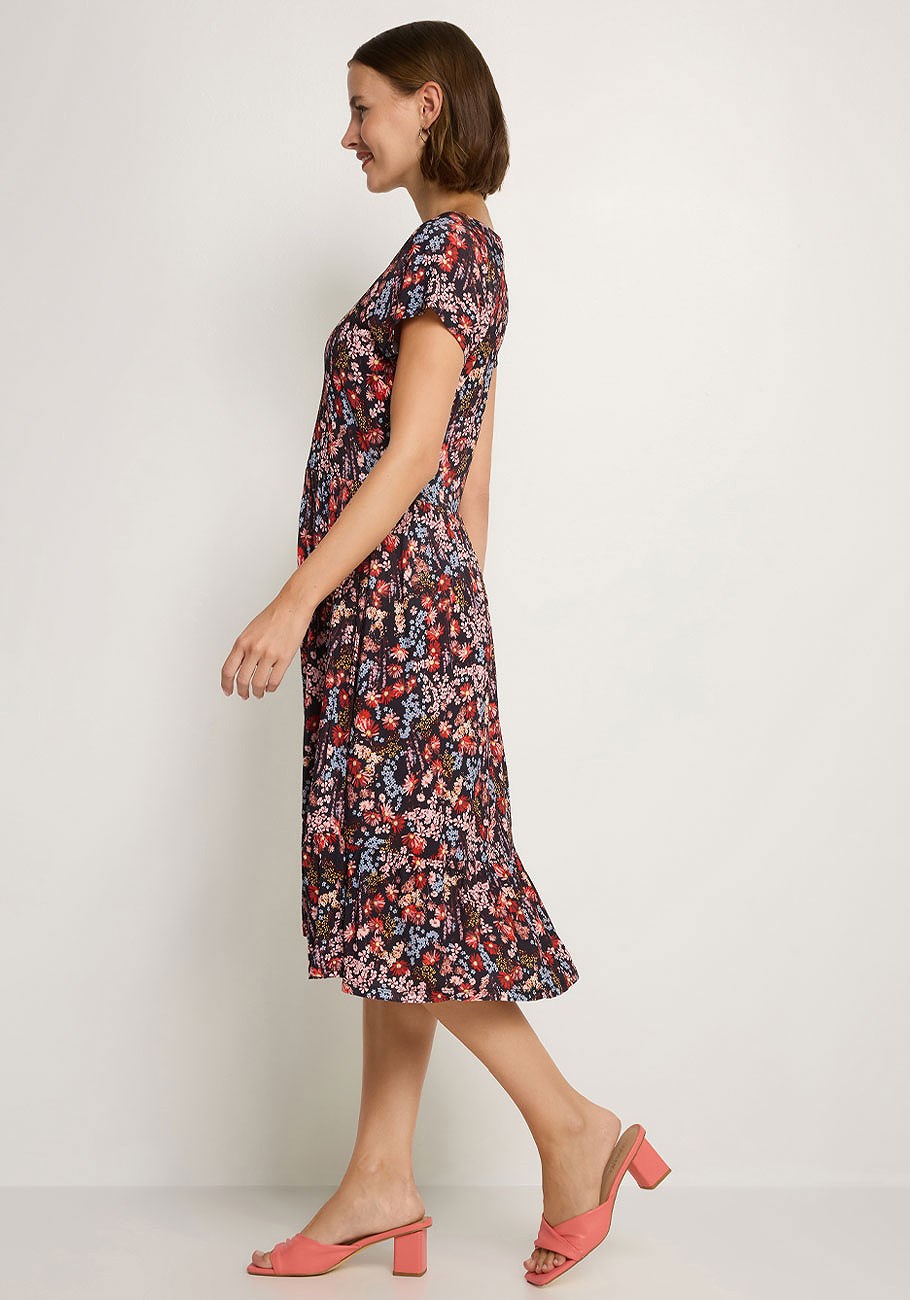 v-neck flounce dress
