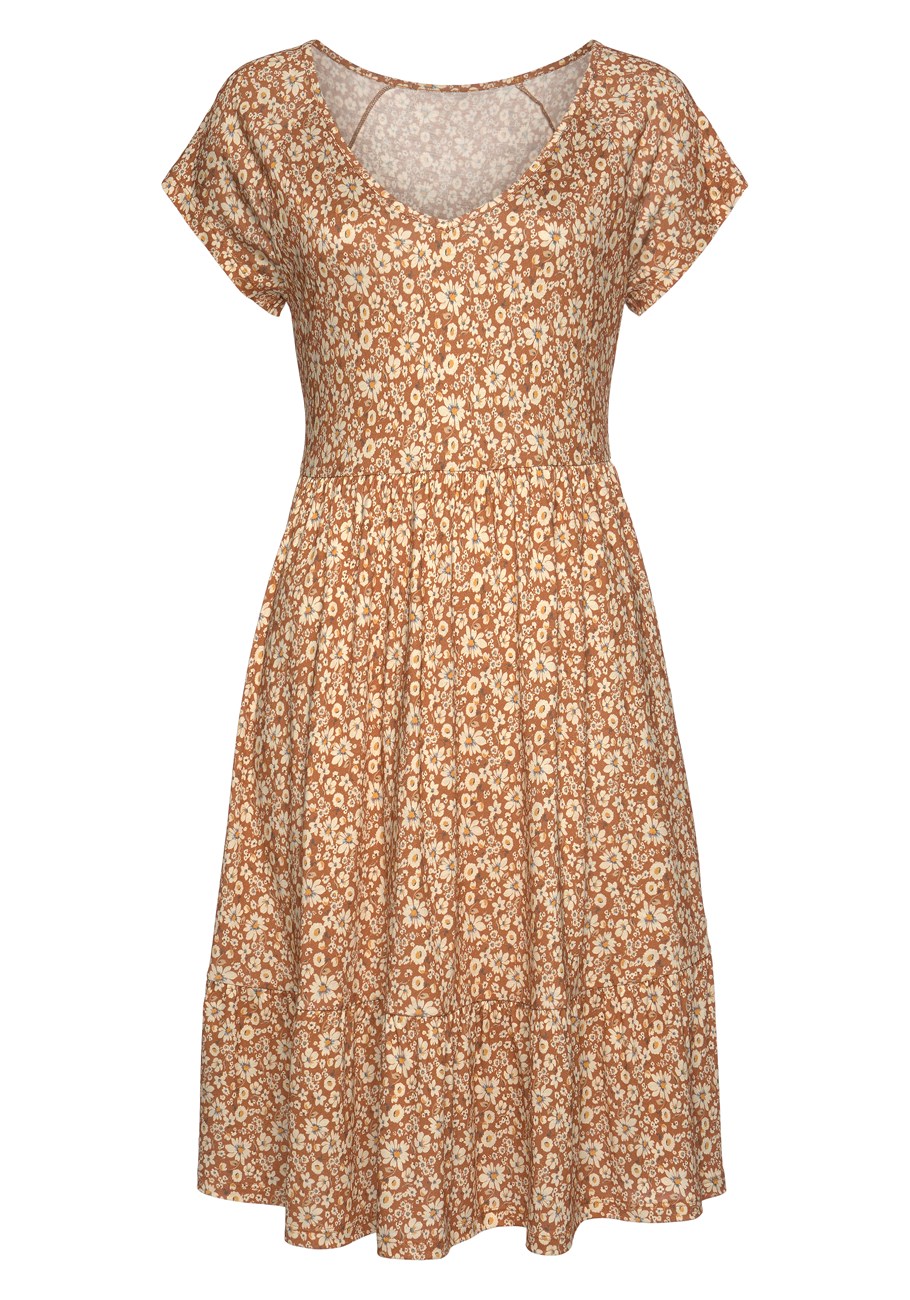 v-neck flounce dress