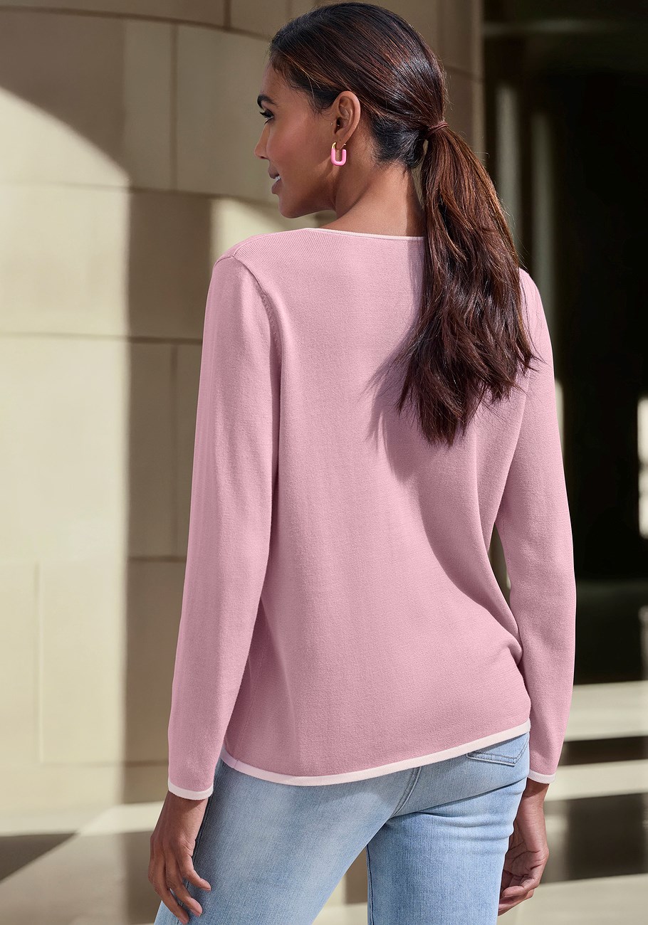 contrast trim sweater